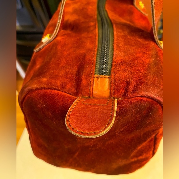 LOEWE Reddish-Auburn Suede Anagram Handbag, GUC - Picture 9 of 16